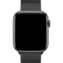 Marbil Bilişim Apple Watch 1 2 3 4 5 6 7 Se Nike Uyumlu 42MM 44MM 45MM Metal Hasır Premium Loop Kordon Siyah