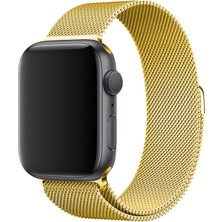 Marbil Bilişim Apple Watch 1 2 3 4 5 6 7 Se Nike Uyumlu 42MM 44MM 45MM Metal Hasır Premium Loop Kordon Altın