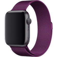 Marbil Bilişim Apple Watch 1 2 3 4 5 6 7 Se Nike Uyumlu 42MM 44MM 45MM Metal Hasır Premium Loop Kordon Fuşya