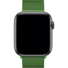 Marbil Bilişim Apple Watch 1 2 3 4 5 6 7 Se Nike Uyumlu 42MM 44MM 45MM Metal Hasır Premium Loop Kordon Yeşil