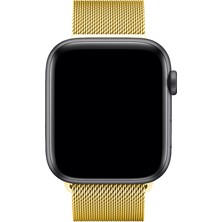 Marbil Bilişim Apple Watch 1 2 3 4 5 6 7 Se Nike Uyumlu 42MM 44MM 45MM Metal Hasır Premium Loop Kordon Altın