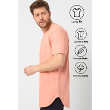 Amazing Crash Somon Basic Erkek Bisiklet Yaka Long Fit Eteği Biyeli T-Shirt