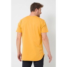 Amazing Crash Sarı Basic Erkek Bisiklet Yaka Long Fit Eteği Biyeli T-Shirt