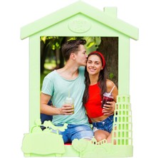 Nobbystar Dekoratif Dikey Ev Görünümlü Fıstık Yeşili Renkli  13 x 18 cm Plastik Fotoğraf Çerçevesi