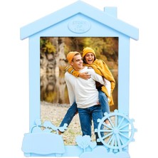 Nobbystar Dekoratif Dikey Ev Görünümlü Turkuaz Renkli  13 x 18 cm Plastik Fotoğraf Çerçevesi