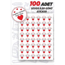 Msticker Sevgililer Günü 5 x 5 cm 100 Adet Yuvarlak Özel Kesimli Sticker Etiket