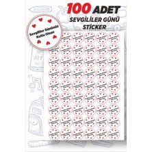 Msticker Sevgililer Günü 2 5 x 5 cm 100 Adet Yuvarlak Özel Kesimli Sticker Etiket
