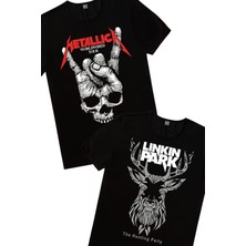 Rock&Roll Geometrik Geyik, Kuru El Erkek 2'li Eko Paket T-Shirt