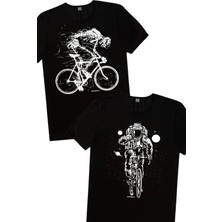 Rock&Roll Bisikletli Astronot, Daha Hızlı Erkek 2'li Eko Paket T-Shirt