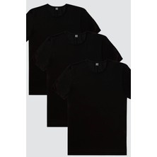 Rock&Roll Düz, Baskısız Siyah Erkek 3'lü Eko Paket T-Shirt