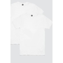 Rock&Roll Düz, Baskısız Beyaz Kadın 2'li Eko Paket T-Shirt