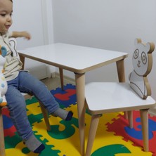 Gerek Bu Yaz Sil Yüzey Panda Temalı Montessori Çocuk Aktivite Masa Sandalye Takımı 1+1