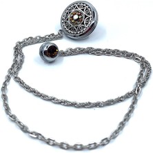 Kravatkolik Gümüş Renk Turuncu Taşlı Ceket Yaka Iğnesi YI368