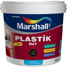 Marshall Plastik Mat Siyah Su Bazlı Iç Duvar Boyası 2.5lt=4kg-Silinebilir-Mükemmel Matlık-Örtücülük
