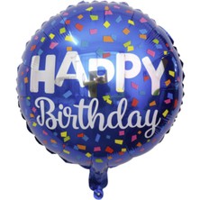 Parti Sürprizi Happy Birthday Mavi Folyo Balon