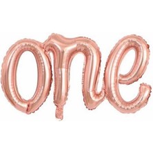 Parti Sürprizi Rose Gold One Yazı Folyo Balon