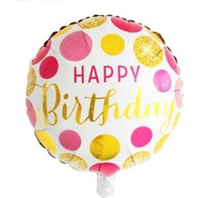 Parti Sürprizi Happy Birthday Puanlı Folyo Balon