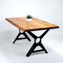 Entema Doğal Ağaç Masif Kütük Masa 75CM x 165CM ( Metal Ayak )