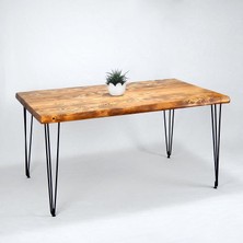 Entema Doğal Ağaç Masif Kütük Masa 75CM x 165CM ( Metal Ayak )