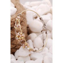 Sümer Telkari Dorika Altın Yaldızlı Rose 925 Ayar Gümüş Toplu Bilezik 3872