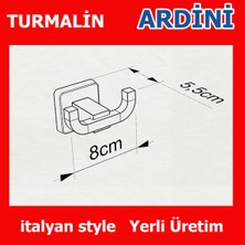 Ardini Turmalin Banyo Tuvalet Mutfak Bornozluk Havluluk İkili Metal Askılık Mat Siyah Ömür Boyu Paslanmaz