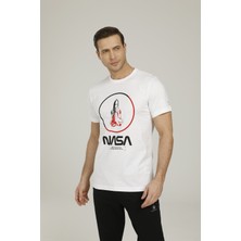 Lumberjack SN704 Nasa Rocket T-Shirt Beyaz Erkek T-Shirt