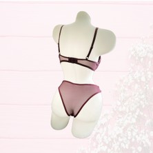 Raymal Fashion Mor Renk Tam Dolgulu Dantelli Kadın Bustiyer Takımı