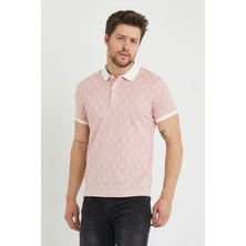 Polo State Erkek Jakar Dsenli Polo Yaka T-Shirt  Pembe