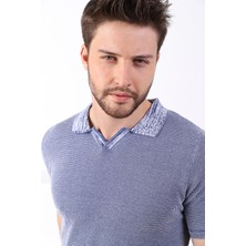 Ferraro Saks/beyaz Kuşgözü Desenli Polo Yaka Erkek Triko T-Shirt