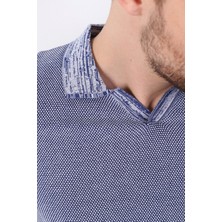 Ferraro Saks/beyaz Kuşgözü Desenli Polo Yaka Erkek Triko T-Shirt