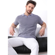 Ferraro Saks/beyaz Kuşgözü Desenli Polo Yaka Erkek Triko T-Shirt
