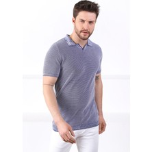 Ferraro Saks/beyaz Kuşgözü Desenli Polo Yaka Erkek Triko T-Shirt