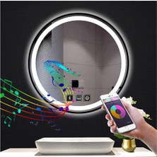 Global Led Mirror 45 cm Bluetoothlu Dokunmatik Tuşlu Buğu Yapmayan Ledli Yuvarlak Banyo Aynası
