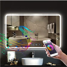 Global Led Mirror 80X120 cm Bluetoothlu Dokunmatik Tuşlu Buğu Yapmayan Ledli Banyo Aynası