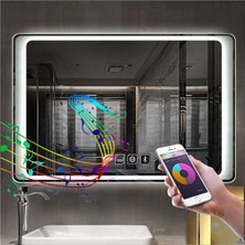 Global Led Mirror 70X110 cm Bluetoothlu Dokunmatik Tuşlu Buğu Çözücü Ledli Banyo Aynası