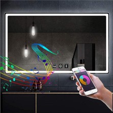 Global Led Mirror 75X105 cm Bluetoothlu Dokunmatik Tuşlu Buğu Çözücü Ledli Banyo Aynası