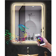 Global Led Mirror 75X105 cm Bluetoothlu Dokunmatik Tuşlu Buğu Yapmayan Ledli Banyo Aynası