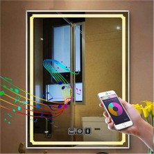 Global Led Mirror 65X90 cm Bluetoothlu Dokunmatik Tuşlu Buğu Çözücü Ledli Banyo Aynası