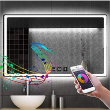 Global Led Mirror 50X65 cm Bluetoothlu Dokunmatik Tuşlu Buğu Yapmayan Ledli Banyo Aynası