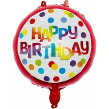 Parti Sürprizi Happy Birthday Kırmızı Puanlı Folyo Balon