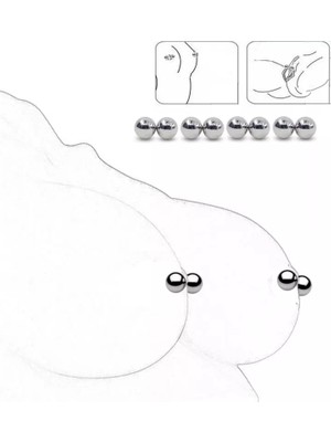 Takıconcept 2 Çift 4 Meme Ucu Deliksiz Fake Mıknatıs Topu Kadınlar İçin Ultra Güçlü Manyetik