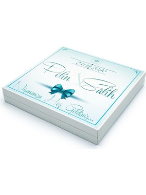 Nin Chocolate Isimli Söz Nişan Çikolatası 48 Adet Madlen Mavi Kurdela