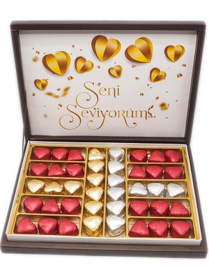 Nin Chocolate Sevgililer Günü Çikolatası Seni Seviyorum Baskılı Çikolata Altın 42 Adet