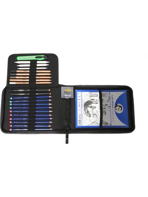 Hobi Market Art Karakalem Eskiz Çizim Sanat Başlangıç Seti 24 Parça Çantalı