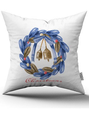 Cango Home Kırmızı Mavi Yılbaşı Temalı Dijital Baskılı Kırlent Kılıfı CGH899