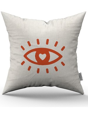 Cango Home Krem Kırmızı Modern Sevgililer Günü Temalı Dijital Baskılı Kırlent Kılıfı CGH960