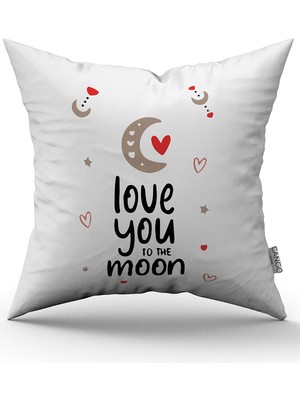 Cango Home Beyaz Kırmızı Modern Sevgililer Günü Temalı Dijital Baskılı Kırlent Kılıfı CGH964