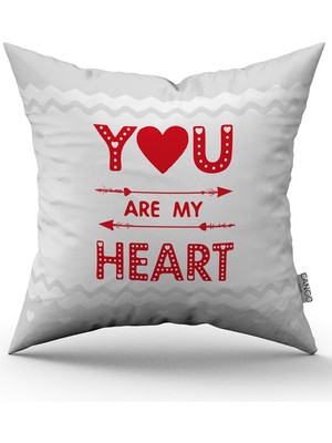 Cango Home Kırmızı Gri Modern Sevgililer Günü Temalı Dijital Baskılı Kırlent Kılıfı CGH970