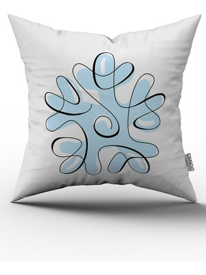 Cango Home Beyaz Mavi Yılbaşı Temalı Dijital Baskılı Kırlent Kılıfı CGH848