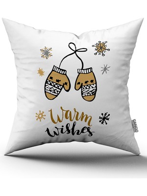 Cango Home Gri Kahverengi Yılbaşı Temalı Dijital Baskılı Kırlent Kılıfı CGH862